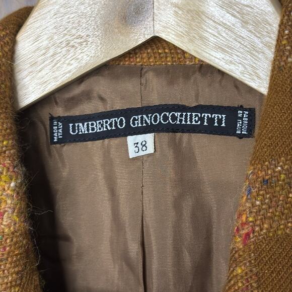 NWT Vintage Umberto Ginocchietti Light Brown Plaid Double Breasted Blazer EU 38 - Picture 5 of 7